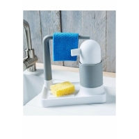 Dozator de sapun cu suport pentru burete, alb/gri, 12652